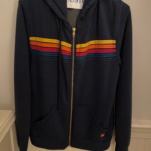 Navy Aviator Nation 5-Stripe Zip Up Hoodie
